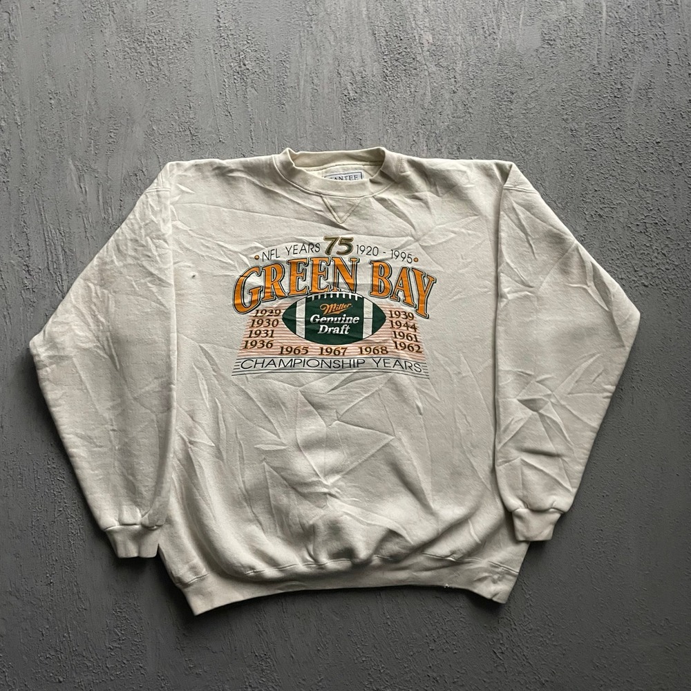 Vintage Green Bay Packers Sweatshirt Mens XL White 90s NFL 75th Anniversary